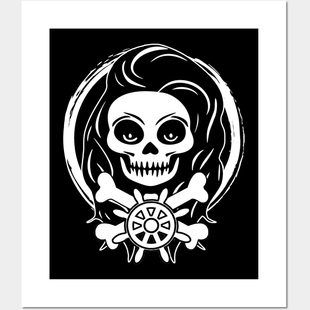 Skipper Skull and Wheel White Logo Wall Art by Nuletto